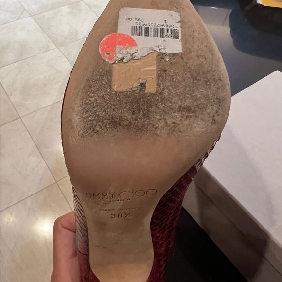 Authentic Jimmy Choo red snake anouk pump size 38.5. - Picture 5 of 12